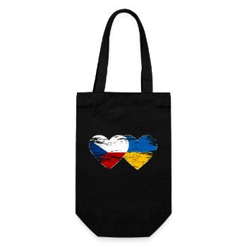 Tschechien Ukraine Flagge Herz used - Geschenkbeutel für Flaschen - Schwarz - Vorne