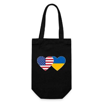 USA Ukraine Flag Heart - Gift Bag for Bottles - black - Front