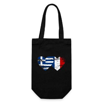 Greece France flag heart used - Gift Bag for Bottles - black - Front