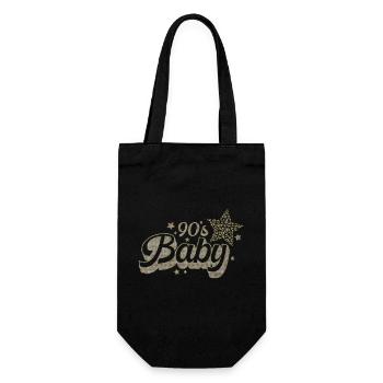 90er Jahre Niedlich 80er Jahre Retro Vintage Lustig Cool Nostalgie - Geschenkbeutel für Flaschen - Schwarz - Vorne