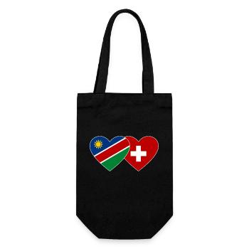 Namibia Schweiz Flagge Herz - Geschenkbeutel für Flaschen - Schwarz - Vorne
