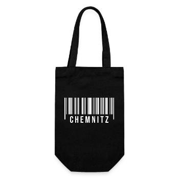 Erzgebirge Strichcode Chemnitz - Geschenkbeutel für Flaschen - Schwarz - Vorne