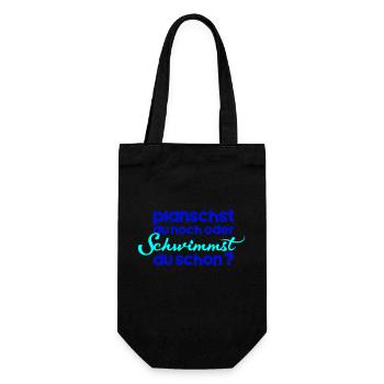 planschst du noch oder schwimmst du schon - Geschenkbeutel für Flaschen - Schwarz - Vorne