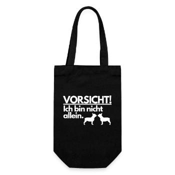 Vorsicht in weiß - Geschenkbeutel für Flaschen - Schwarz - Vorne
