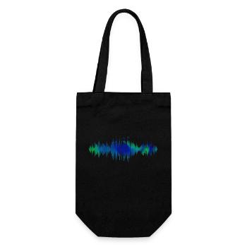 Schallwellen Musikwelle Vintage Retro DJ Herz Scheibe - Geschenkbeutel für Flaschen - Schwarz - Vorne