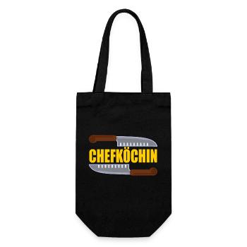 Chefköchin - Geschenkbeutel für Flaschen - Schwarz - Vorne