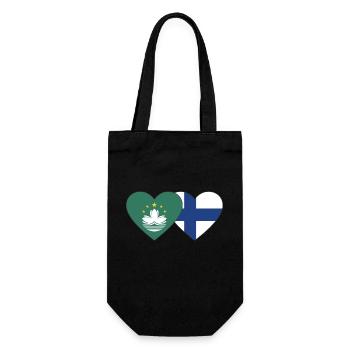 Macau Finnland Flagge Herz - Geschenkbeutel für Flaschen - Schwarz - Vorne