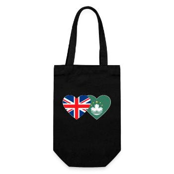 United Kingdom Macau Flag Heart - Gift Bag for Bottles - black - Front