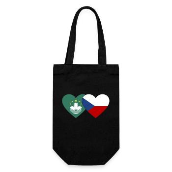 Macau Tschechien Flagge Herz - Geschenkbeutel für Flaschen - Schwarz - Vorne