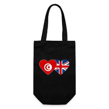 Tunesien Großbritannien Flagge Herz - Geschenkbeutel für Flaschen - Schwarz - Vorne
