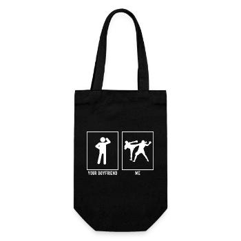 Dein Freund - Ich - Kickboxen - Geschenkbeutel für Flaschen - Schwarz - Vorne