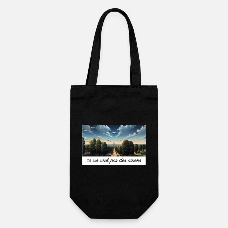 UFOs über Paris - Magritte - Geschenkbeutel für Flaschen - Schwarz
