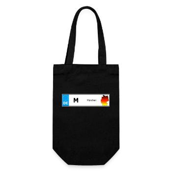München Autokennzeichen Fahrzeugnummer Auto - Geschenkbeutel für Flaschen - Schwarz - Vorne