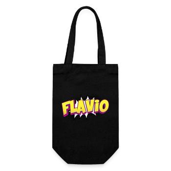 Flavio benutzerdefinierter Name Comic-Stil Pop-Art, - Geschenkbeutel für Flaschen - Schwarz - Vorne