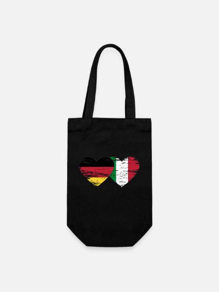 Deutschland Italien Flagge Herz used - Geschenkbeutel für Flaschen - Schwarz