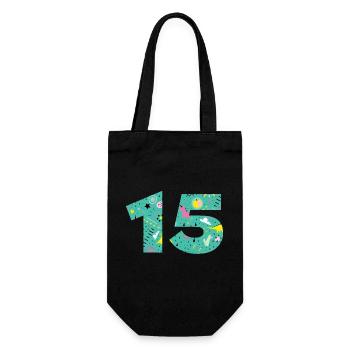 Personalized 15 Anniversary Number - Gift Bag for Bottles - black - Front