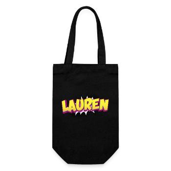 Lauren Nom personnalisé Style bande dessinée Pop Art, - Sac à bouteille - noir - Devant