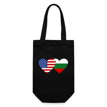 USA Bulgarien Flagge Herz - Geschenkbeutel für Flaschen - Schwarz - Vorne