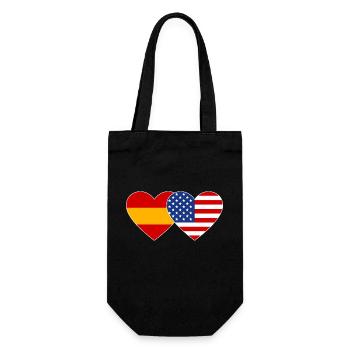 Spanien USA Flagge Herz - Geschenkbeutel für Flaschen - Schwarz - Vorne