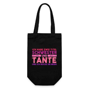 Ich Habe Zwei Titel Schwester Und Tante - Geschenkbeutel für Flaschen - Schwarz - Vorne