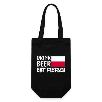 Boire de la bière manger Pierogi cuisine polonaise Polska nourriture - Sac à bouteille - noir - Devant