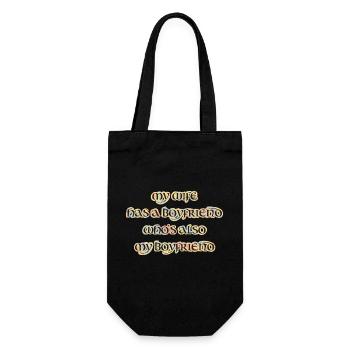 My wife has a boyfriend, throuple, polyamorie - Geschenkbeutel für Flaschen - Schwarz - Vorne