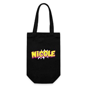 Nicole Benutzerdefinierter Name Comic-Buch-Stil Pop-Art, - Geschenkbeutel für Flaschen - Schwarz - Vorne