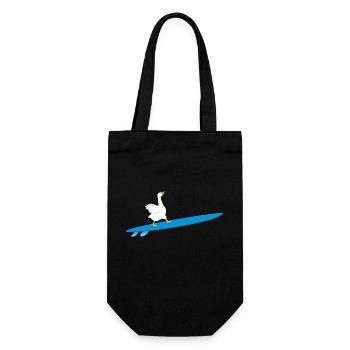 Fun Surfer Gans Surfbrett Surf Ente Surfen Gänse - Geschenkbeutel für Flaschen - Schwarz - Vorne