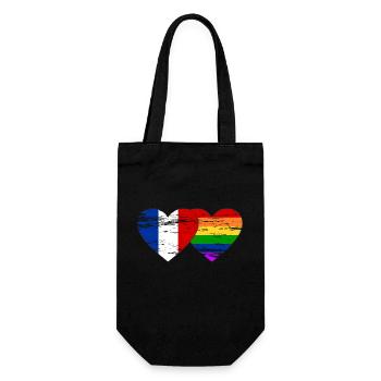 Frankreich Regenbogen Flagge used - Geschenkbeutel für Flaschen - Schwarz - Vorne