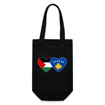 Palästina Kosovo Flagge Herz - Geschenkbeutel für Flaschen - Schwarz - Vorne