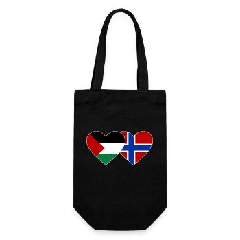 Palestine Norvège drapeau coeur - Sac à bouteille - noir - Devant