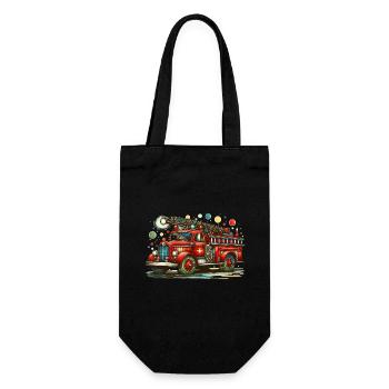 Fire Brigade Mobile | Fire Truck Rainbow Colors - Gift Bag for Bottles - black - Front