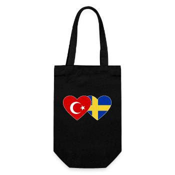 Turquie Suède Drapeau Coeur - Sac à bouteille - noir - Devant