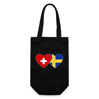 Schweiz Schweden Flagge Herz - Geschenkbeutel für Flaschen - Schwarz - Vorne