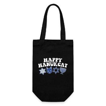 Happy Hanukkah Hanukcat Jewish Costume Menorah - Geschenkbeutel für Flaschen - Schwarz - Vorne