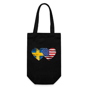 Sweden USA Flag Heart Used - Gift Bag for Bottles - black - Front