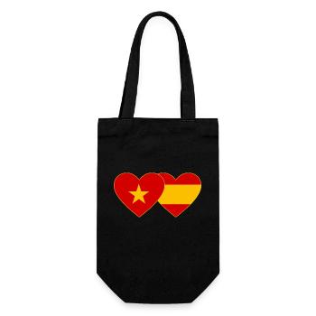 Vietnam Spanien Flagge Herz - Geschenkbeutel für Flaschen - Schwarz - Vorne