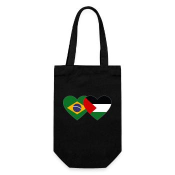 Brésil Palestine drapeau coeur - Sac à bouteille - noir - Devant