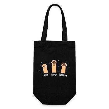 Rock Paper Scissors Hand Game Cute Cat with Funny - Gift Bag for Bottles - black - Front