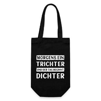 Morgens ein Trichter und der Tag beginnt dichter - Geschenkbeutel für Flaschen - Schwarz - Vorne