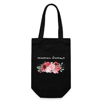 Maman d’amour fleurs - idée cadeau maman - Sac à bouteille - noir - Devant