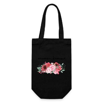 Maman d’amour fleurs - idée cadeau maman - Sac à bouteille - noir - Devant