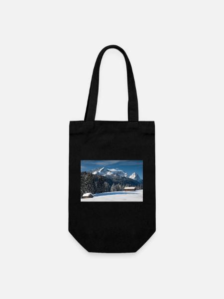 Winterstimmung mit Zugspitze - Geschenkbeutel für Flaschen - Schwarz