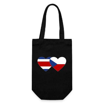 Coeur de drapeau de la République tchèque du Costa Rica - Sac à bouteille - noir - Devant