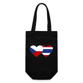 République tchèque Thaïlande drapeau coeur - Sac à bouteille - noir - Devant