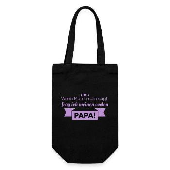 cooler Papa - lustige Sprüche - Geschenkbeutel für Flaschen - Schwarz - Vorne