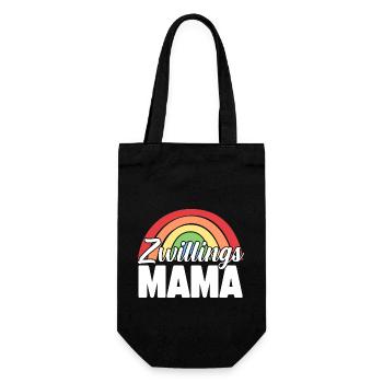Mutter Mama von Zwillingen Zwillingsmama - Geschenkbeutel für Flaschen - Schwarz - Vorne
