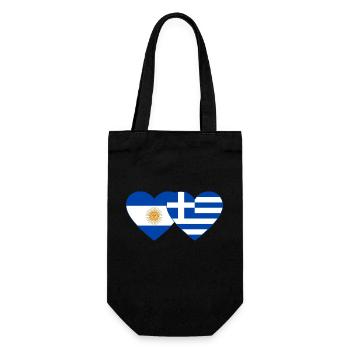 Argentinien Griechenland Flagge Herz - Geschenkbeutel für Flaschen - Schwarz - Vorne