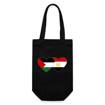 Palestine Egypt Flag Heart - Gift Bag for Bottles - black - Front