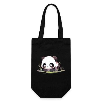 Süßer Panda - Geschenkbeutel für Flaschen - Schwarz - Vorne